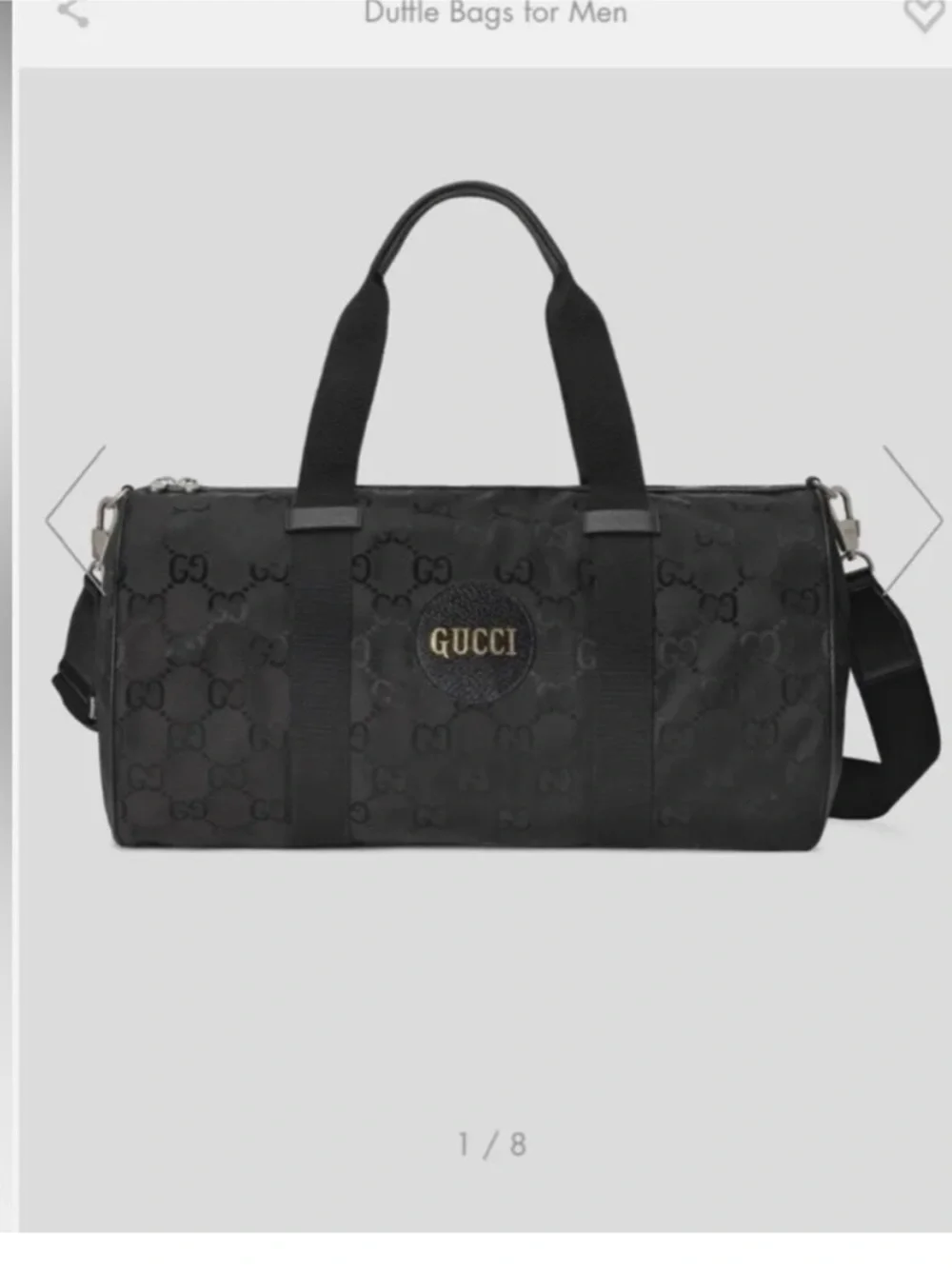 Gucci GG Canvas Duffel Bag – Black Monogram Gold Logo Travel Bag with Strap